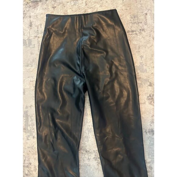 Abercrombie & Fitch Curve Love Vegan Leather Split-Hem Flare Pants Small Long NW - Picture 7 of 9